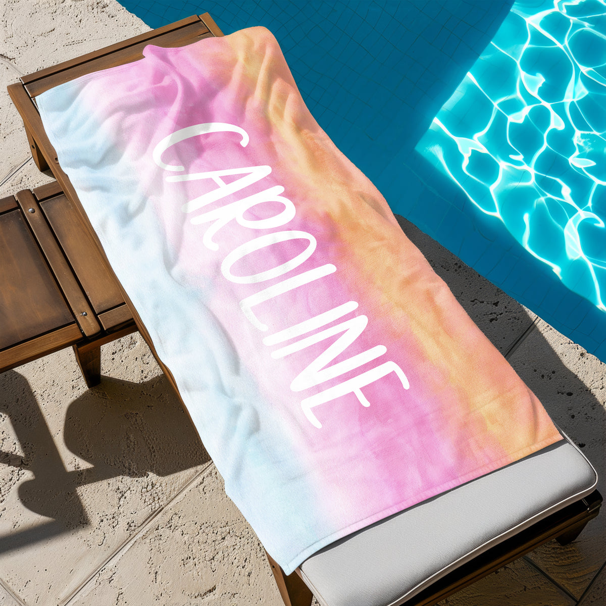 Rainbow Personalized Beach Towel • Custom 30x60 Swimming Swim Bath Bathroom Pool