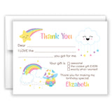 Rainbow Thank You Note Card Stationery • Fill in Blank, Lined or Blank Cards