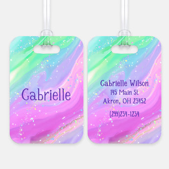 Rainbow Marble Luggage Bag Tag