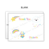 Rainbow Thank You Note Card Stationery • Fill in Blank, Lined or Blank Cards