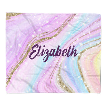 Rainbow Marble Minky Blanket Personalized Custom