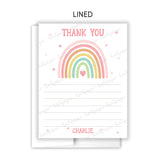 Rainbow Thank You Note Card Stationery • Fill in Blank, Lined or Blank Cards