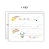 Rainbow Thank You Note Card Stationery • Fill in Blank, Lined or Blank Cards