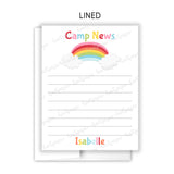 Rainbow Camp News Summer Camping Note Cards Stationery • Fill in Blank, Lined or Blank Cards