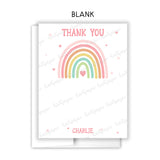 Rainbow Thank You Note Card Stationery • Fill in Blank, Lined or Blank Cards