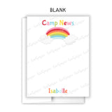 Rainbow Camp News Summer Camping Note Cards Stationery • Fill in Blank, Lined or Blank Cards