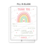 Rainbow Thank You Note Card Stationery • Fill in Blank, Lined or Blank Cards
