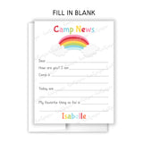 Rainbow Camp News Summer Camping Note Cards Stationery • Fill in Blank, Lined or Blank Cards