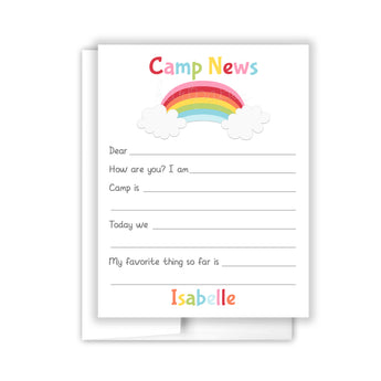 Rainbow Camp News Summer Camping Note Cards Stationery • Fill in Blank, Lined or Blank Cards