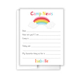 Rainbow Camp News Summer Camping Note Cards Stationery • Fill in Blank, Lined or Blank Cards