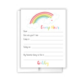Rainbow Camp News Summer Camping Note Cards Stationery • Fill in Blank, Lined or Blank Cards