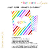 Rainbow Stripes & Hearts Personalized 2-Pocket Folder