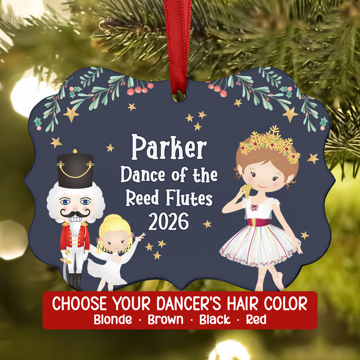 Dance Reed Flutes French Mirliton • Nutcracker Christmas Ornament Personalized Custom Holiday Decor Gift Boy Girl Ballerina Ballet