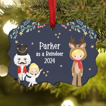 Reindeer Deer • Nutcracker Christmas Ornament Personalized Custom Holiday Decor Gift Boy Girl Ballerina Ballet