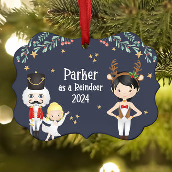 Reindeer Deer • Nutcracker Christmas Ornament Personalized Custom Holiday Decor Gift Boy Girl Ballerina Ballet