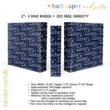 ANY COLOR Repeat Name Personalized 2" 3 Ring Binder