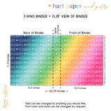 Rainbow Repeat Name Personalized 2" 3 Ring Binder