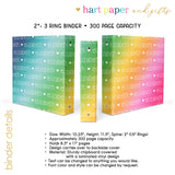 Rainbow Repeat Name Personalized 2" 3 Ring Binder