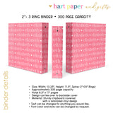 ANY COLOR Repeat Name Personalized 2" 3 Ring Binder
