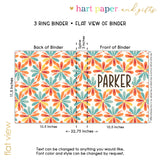 Retro Flowers Personalized 2" 3 Ring Binder