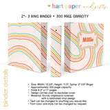 Retro Rainbow Personalized 2" 3 Ring Binder
