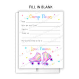 Roller Skates Sports Summer Camp Camping Note Cards Stationery • Fill in Blank, Lined or Blank Cards