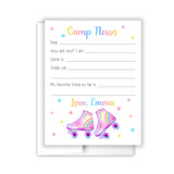 Roller Skates Sports Summer Camp Camping Note Cards Stationery • Fill in Blank, Lined or Blank Cards