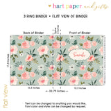 Pink Green Roses Flowers Personalized 2" 3 Ring Binder