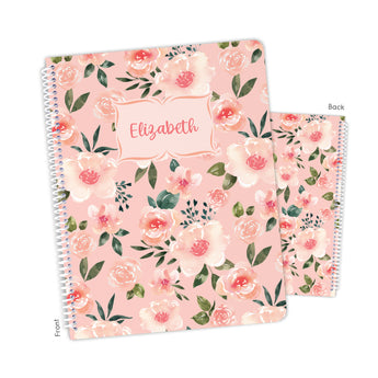 Pink Rose Flowers Personalized Notebook or Sketchbook