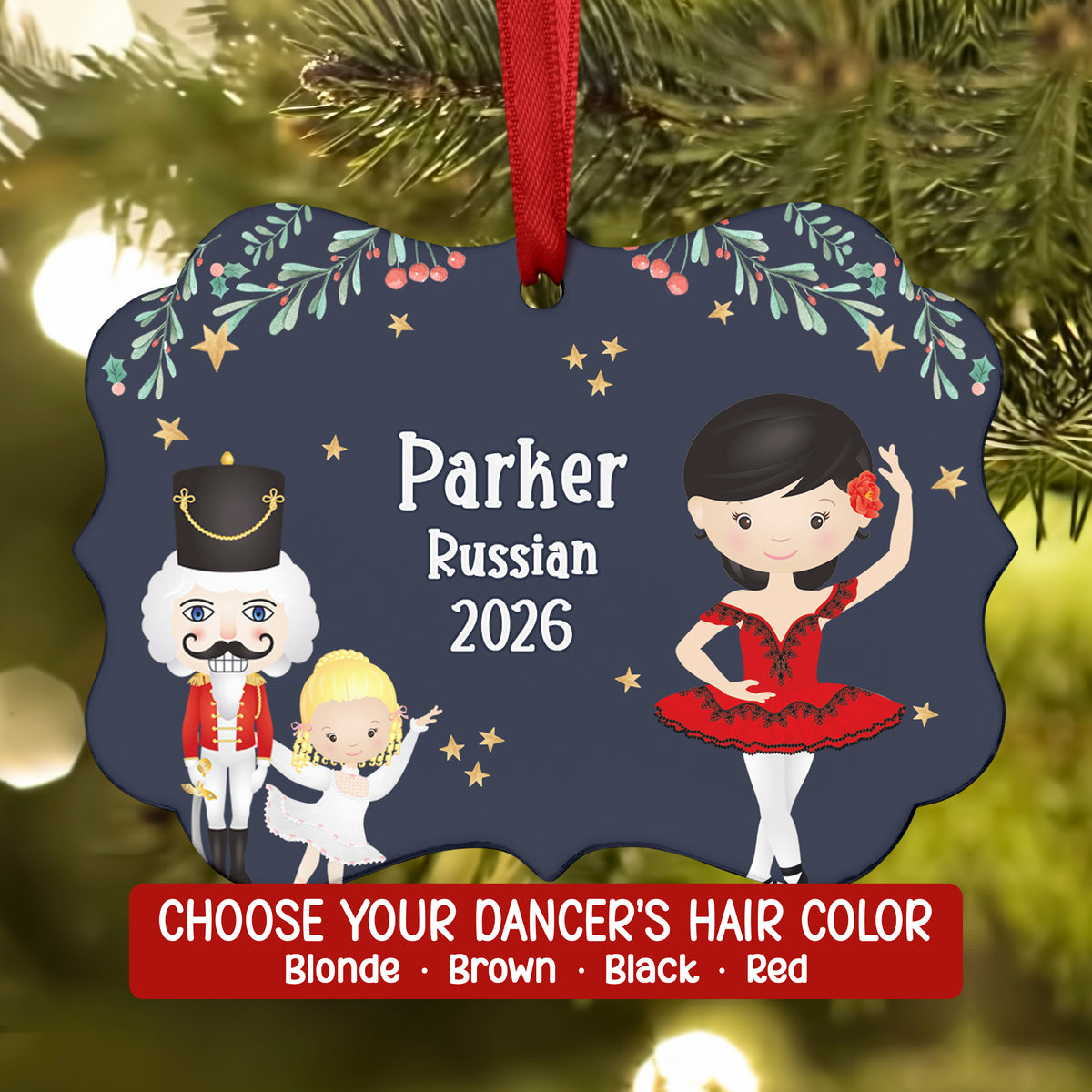Russian Corp Dancer Queen Lead • Nutcracker Christmas Ornament Personalized Custom Holiday Decor Gift Boy Girl Ballerina Ballet