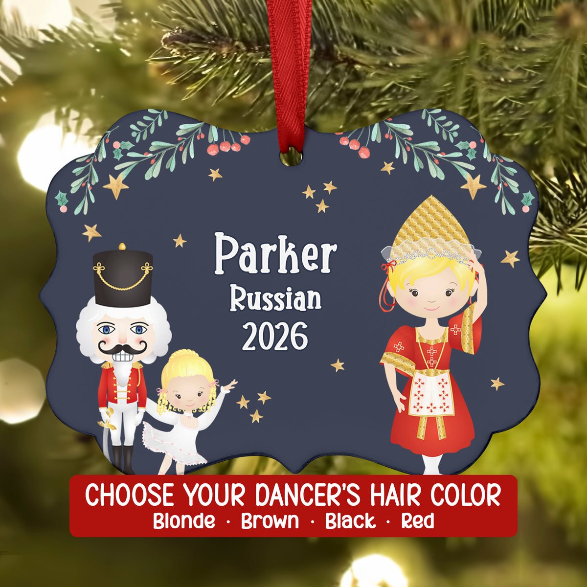 Russian Corp Dancer Queen Lead • Nutcracker Christmas Ornament Personalized Custom Holiday Decor Gift Boy Girl Ballerina Ballet