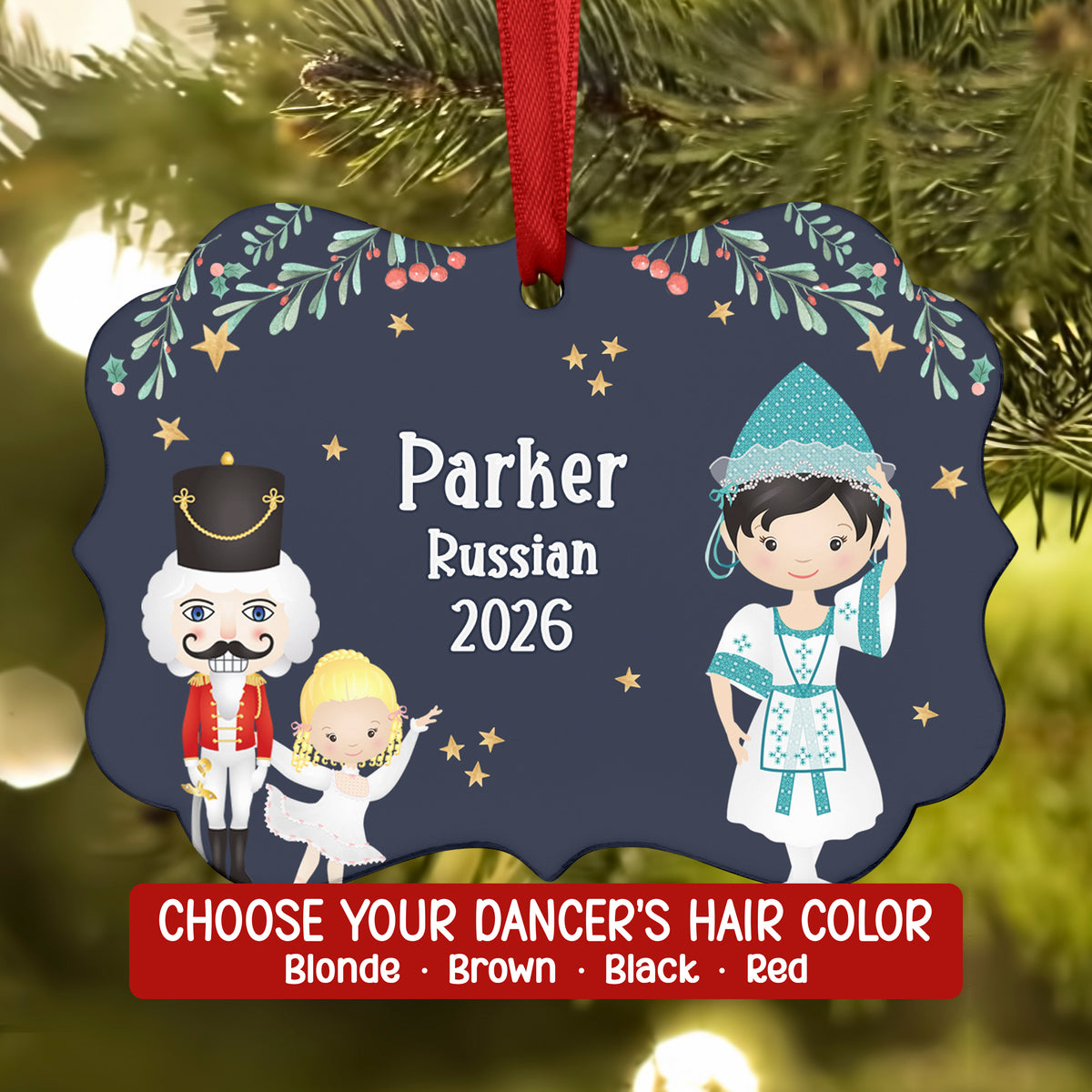 Russian Corp Dancer Queen Lead • Nutcracker Christmas Ornament Personalized Custom Holiday Decor Gift Boy Girl Ballerina Ballet