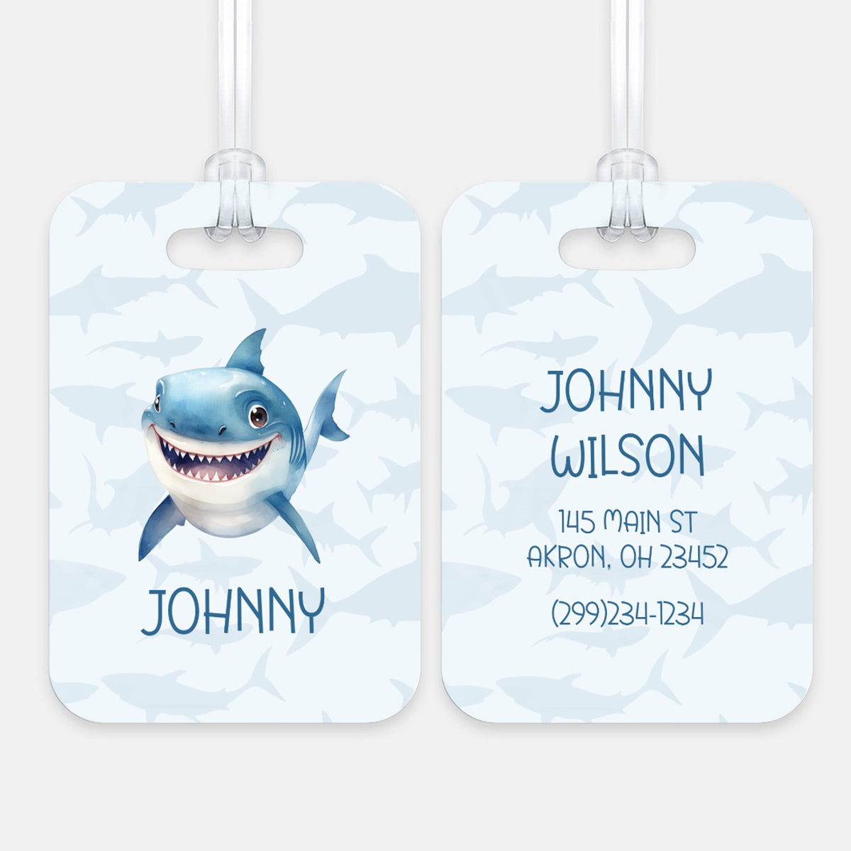 Shark Luggage Bag Tag Personalized Custom