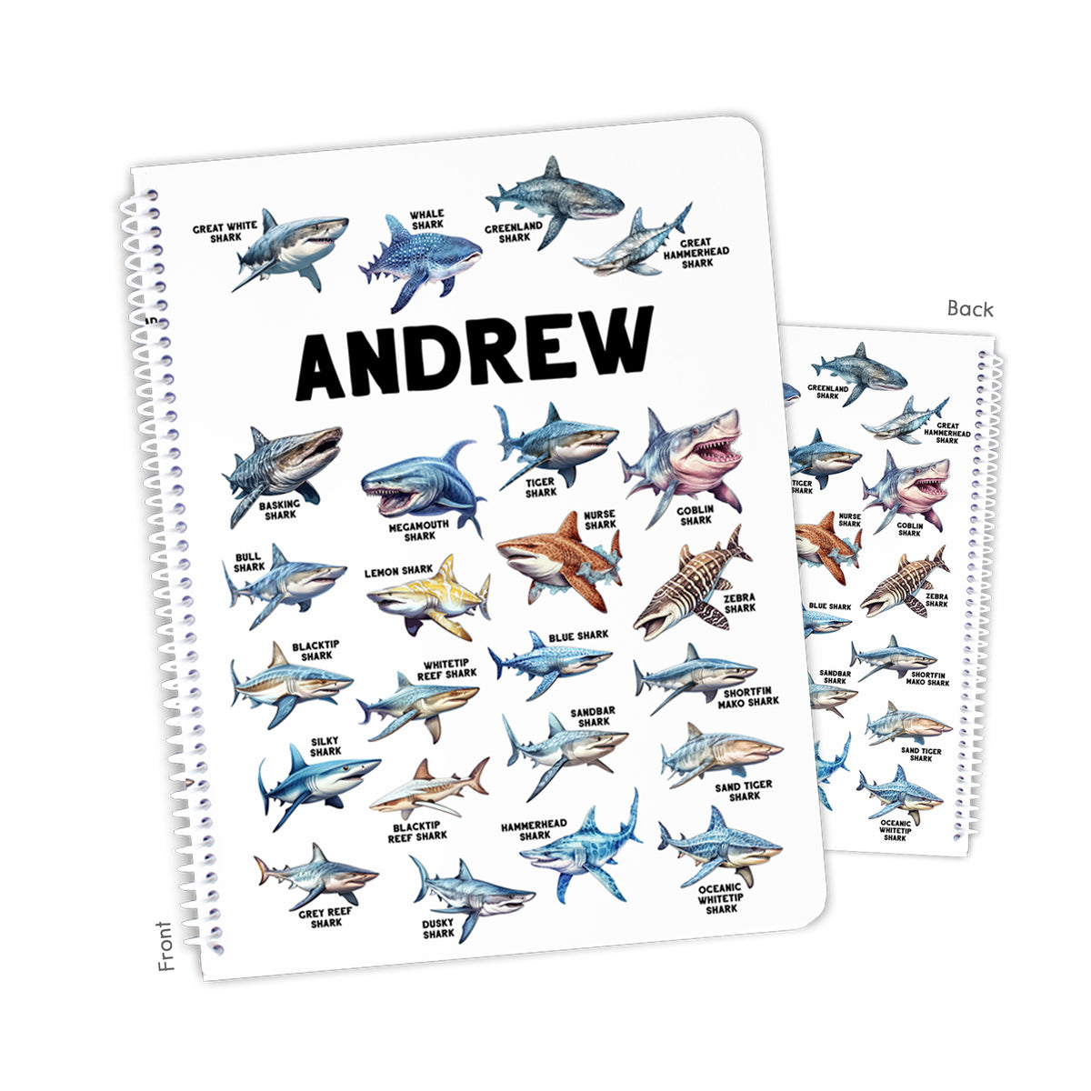 Shark Personalized Custom Notebook or Sketchbook • School Office Supplies