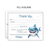 Shark Thank You Note Card Stationery • Fill in Blank, Lined or Blank Cards