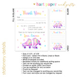 Roller Skate Thank You Note Card Stationery • Fill in Blank, Lined or Blank Cards