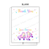 Roller Skate Thank You Note Card Stationery • Fill in Blank, Lined or Blank Cards