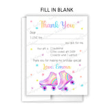 Roller Skate Thank You Note Card Stationery • Fill in Blank, Lined or Blank Cards