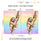 Sloth Rainbow Personalized 2-Pocket Folder
