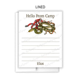 Snakes Summer Camp Camping Note Cards Stationery • Fill in Blank, Lined or Blank Cards