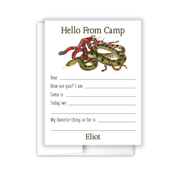 Snakes Summer Camp Camping Note Cards Stationery • Fill in Blank, Lined or Blank Cards
