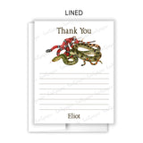 Snake Thank You Note Card Stationery • Fill in Blank, Lined or Blank Cards