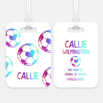 Rainbow Soccer Ball Luggage Bag Tag