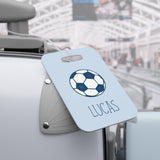 Blue Soccer Ball Luggage Bag Tag