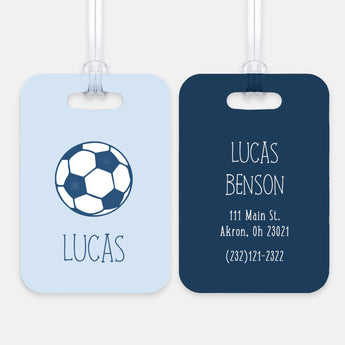 Blue Soccer Ball Luggage Bag Tag