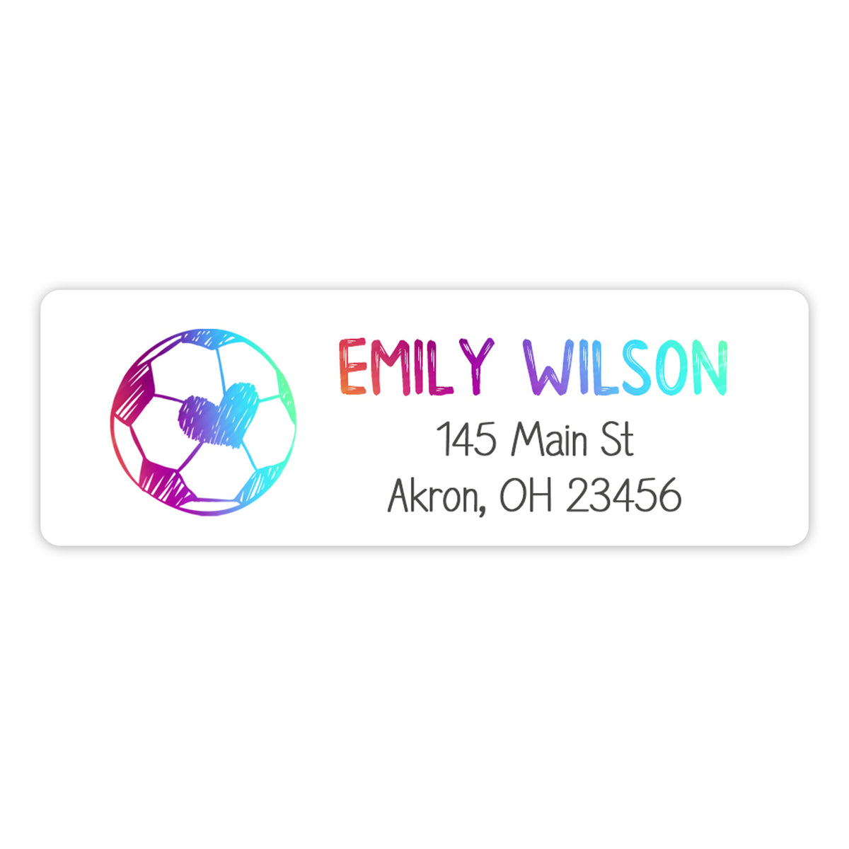 Rainbow Soccer Sports Balls Return Address Labels Personalized Custom • Self Adhesive Stickers