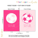 Pink Soccer Ball Personalized 2-Pocket Folder