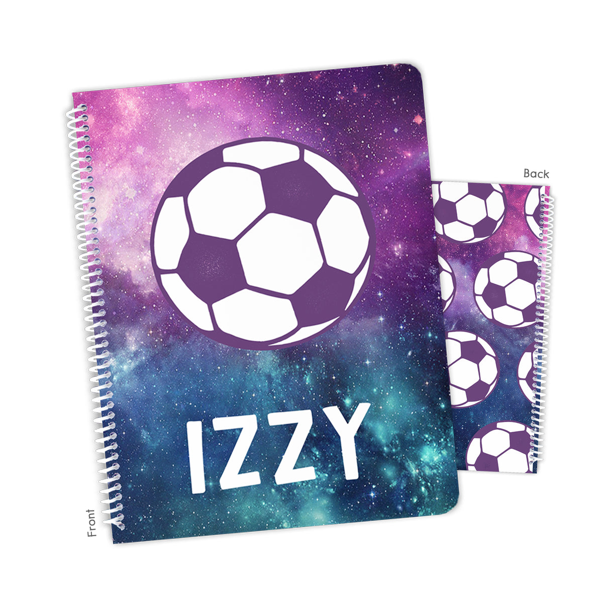 Galaxy Soccer Ball Personalized Custom Notebook or Sketchbook • School Office Supplies