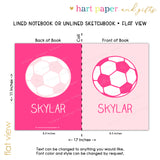 Hot Pink Soccer Ball Personalized Notebook or Sketchbook