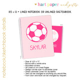 Hot Pink Soccer Ball Personalized Notebook or Sketchbook